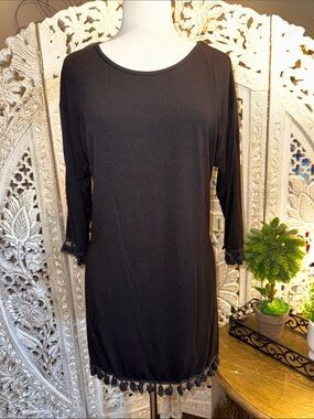 Milan Kiss Black Tassel-Hem Mini Dress — Women